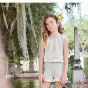 Janie and Jack Birch Crochet Scalloped Hem Short Set